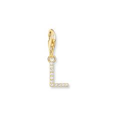 Thomas Sabo Ladies' 18ct Gold Plated Sterling Silver Cubic Zirconia Charm Pendant Letter L