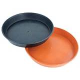 Easy Shopping Plant Saucer Small Large Plastic Plant Pot Saucers Trays Indoor Outdoor Water Tray Base Black/Terracotta (Black, 35CM)