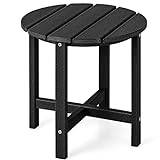 ZUOZUIYQ Outdoor Side Table, All Weather HDPE Adirondack Table Garden Coffee Table, Square/Round Small Patio End Tea Table for Balcony, Backyard, Lawn and Poolside (Round, Black)