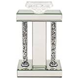 LEONARDO Crystal Clear Silver Mirror and Crushed Crystal Candle Holder Small