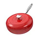 ZHIRCEKE Nonstick Wok Pan Stir-Fry Pans Frying Pan Flat Bottom Cookware with Lid for Cooking Electric, Induction & Gas Stoves,Red