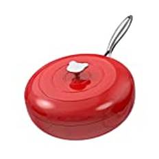 ZHIRCEKE Nonstick Wok Pan Stir-Fry Pans Frying Pan Flat Bottom Cookware with Lid for Cooking Electric, Induction & Gas Stoves,Red