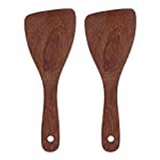 Rice Serving Scoop, 2Pcs Wooden Rice Paddle Traditional Asian Rice Spatula Rice Cooker Ladle Flat Rice Shovel Kitchen Utensil for Mixing and Serving Rice(Bevel)