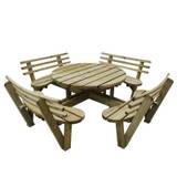Outdoor Wooden Round Picnic Table with Seat Backs by Forest Garden, D246 H82 cm