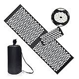 KAYLRE Massage Cushion Yoga Acupressure Mat and Pillow Massage Cushion Extra Long Acupuncture Massage Mat Relieve Stress Back Body Pain Spike Mat Massage Cushion For Back (Size : Long Needles Black)