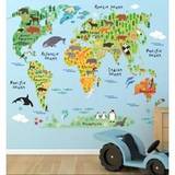 Educational Fun Kid's Room World Map Wall Stickers - One Size