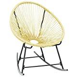 Tidyard Outdoor Rocking Moon Chair, Rocking Chair, Moon Chair, Outdoor Rocking Chair, Patio Furniture Seat Poly Rattan Beige, for Garden or Patio