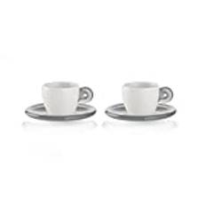 Fratelli Guzzini Gocce, Set of 2 espresso cups with saucers, SMMA|Porcelain