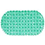 casa pura® Non-Slip Bath Mat, Bubbles, Green - 68 x 36 cm | 3 PVC, Antibacterial, Translucent
