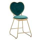 Vanity Stool with Cushioned Back, Heart Shape Dressing Table Makeup Chair Gold Restaurant Iron Art Dining Chair, Restaurant Cafe Chairs (Green)