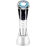 Face Massager for Skin Care,Ultrasonic Beauty Device Multi Anti-wrinkle High-Frequency EMS Facial Lifting Toning with Red/Blue Machine,Cold and Heated Massage Skin Rejuvenation and Tightening (White)
