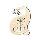 Zylione Animal Wall Clock Wooden Cartoon Wall Hanging Children Room Bedroom Decoration Mute Creative Wall Sticker Clock String Glitter (A, One Size)
