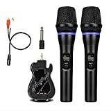 BNEZZ Rechargeable Wireless Handheld Microphone, Karaoke Mic System with Portable Receiver And 2 Handhold Microphone, UHF Dynamic Cordless Mics Set for Party Supplies, Church