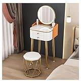 Vanity Desk With Lighted Mirror And With Drawers Set Vanity Table Simple Small Makeup Table With Stool Dressing Table (B 40cm/15.7in)