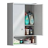 WuDLi Wall Bathroom Cabinet with 2 Doors & 3 tier Shelf, no-punch Bathroom Medicine Cabinet, Over The Toilet Space Saver Storage Cabinet