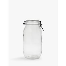 John Lewis ANYDAY Clip-Top Glass Storage Jar, 1.5L, Black/Clear