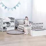 3PCs Kids Bedroom Furniture Set W/Bed, Storage for 3-6 Years, Star & Moon, Grey Home Garden Children's Home & Furniture Furniture Bedroom Furniture Sets