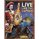 LBS4ALL Vintage Retro Man Cave Bar Pub Shed Novelty Gift Aluminium Metal Tin Wall Décor Sign - Live Like Captain Morgan Spiced Rum Alcohol inspired Drink