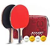 JIUYUAN Professional table tennis set, 2 5-star table tennis bats and 4 premium 3-star table tennis balls and 1 bag. Ideal for beginners, amateurs, professionals and family.