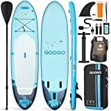 LUKKC Inflatable Stand Up Paddle Board Durable Lightweigh Touring SUP Adjustable Surfboard Non-Slip Deck with Backpack,Fin,Paddle,Pump,Repair Kit Adult Standing Boat Max Load 242.5 lbs 