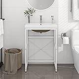 DCRAF Cabinets & Storage,Vanity Units,Bathroom Vanity Units,Bathroom Washbasin Frame with Built-in Basin White Iron