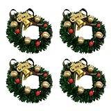 SHERCHPRY 4pcs Christmas Wreath Christmas Candle Rings Xmas Garlands Fall Garland Outdoor Dollhouse Decor Small Candle Wreath Tapered Candles Hanging Ornament Plastic Pillar Front Door
