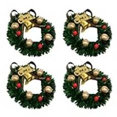 SHERCHPRY 4pcs Christmas Wreath Christmas Candle Rings Xmas Garlands Fall Garland Outdoor Dollhouse Decor Small Candle Wreath Tapered Candles Hanging Ornament Plastic Pillar Front Door