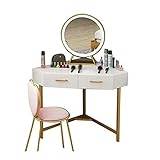 Vanity Table Vanity Table Set Dressing Table White Corner Triangle Table Desk With Drawer For Home Office Desk Computer Table Makeup Table Vanity Table Set (Color : White table+chair, Size : 80cm) (W
