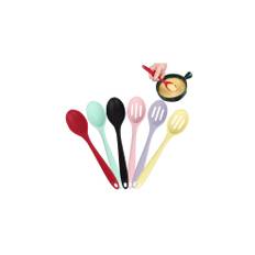 6PCS Food-Grade Silicone Spoons Solid Spoon and Slotted Spoon Set, Heat Resistant Cooking Spoons Nonstick Kitchen Spoon for Cooking Utensils Stirring