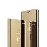 MRSTER Samsung Galaxy S10 5G Case, Mirror Design Clear View Flip Bookstyle Protecter Shell With Kickstand Case Cover for Samsung Galaxy S10 5G. Flip Mirror: Gold
