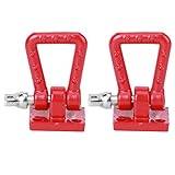 Qcwwy Metal Trailer Hook Kit Durable Towing Shackle for 1/10 Crawler Axial SCX10 90046 D90 CC01 Car,Red, 2PCS RC Accessory for Vivid Appearance (Red)