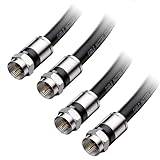 Cable Matters 2-Pack RG6 Cable CL2 in-Wall Rated (CM) Quad Shielded Coaxial Cable 15 ft, RG6 Coax Cable Cord for TV, Digital Router, Satellite Receiver and More, in Black