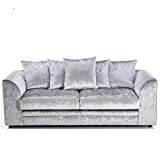 HHI Silver Crushed Velvet Sofa Sets for Sale | Crushed Velvet 3 seater Sofa for Living Room - Cheap sofa settee home Furniture