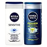 Nivea MEN Shower Gel Twin Set SENSITIVE & POWER FRESH Body, Face & Hair Wash 2 x 250ml Exclusive Selection from Kingdom Supplies.