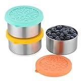 BEFOY Stainless Steel Snack Containers for Kids 3x7oz Small Condiment Food Containers with Lids To Go Metal Lunch Container Dip Containers,Sauce Cups