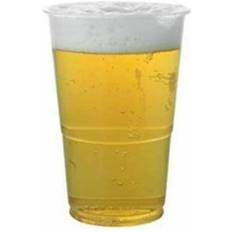 Clear Strong Reusable Plastic Full Pint Beer Drinking Glasses - 100