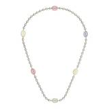 Sterling Silver Interlocking G Multi-Color Enamel Boule Chain Necklace 20"