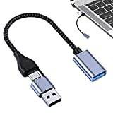 Jasufud OTG Adapter Cable - 2-in-1 USB C To Type C Adaptor OTG Adapter Cable | USB Type C Male To USB A Female Converter 5Gbps For Tablets, Laptop, Camera