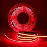 Wisada COB LED Strip Light Red, 320 LEDs/M 8MM Flexible Light Strip DC 5V DIY COB LED Strip Light, Widely Used in Cabinet Bedroom Kitchen Lighting Decoration [5M | Power Supply Not Included]