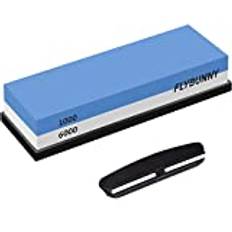 FlyBunny Premium Whetstone Knife Sharpening Stone 2 Side Grit 1000/6000 Waterstone- Whetstone Knife Sharpener- Nonslip Silicone Mat & Angle Guide
