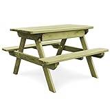 ShCuShan Wooden Picnic Table with Bench,Furniture Outdoor Dining for Picnic, Pubs, Patio, Garden, BBQ,Children's Picnic Table with Benches 90x90x58 cm Impregnated Pinewood