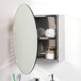 Silver Round Mirror Bathroom Cabinet - 44 x 44 x 12cm