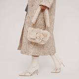 Calix Buckle Detail Shaped Shoulder Bag In Nude Faux Fur, Women's Size UK One Size - One Size