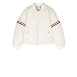 Thom Browne Kids - White Stripe Armband Down Bomber Jacket - Kids - Polyester/Cupro/Feather Down/Cotton
