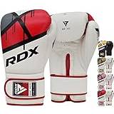 RDX Boxing Gloves Ego Muay Thai Training Maya Hide Leather Sparring Punching Bag Mitts kickboxing Fighting, Red, 14 oz