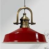 bamyum Asletl Hanging Lamp Industrial Pendant Light, 40 cm Lamp Shades, Modern Metal Kitchen Island Lights, E27 Pendant Lamp for Living Room and Dining Room, Red Pendant Light
