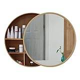 Mirror Cabinet Bathroom Wall Cabinet With Storage, Bathroom Medicine Cabinet | Solid Wood Mirrored Cabinets With Mirror, Round Sliding Door Mirror Cabinet For Bathroom, Living Room Decoration