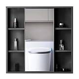 Small Bathroom Medicine Cabinet, Aluminum Mirror Cabinet, Over The Toilet Bathroom Storage Cabinet, Waterproof Bathroom Cabinet Organizer, With Sliding Mirror (Size : 63x63x11cm)