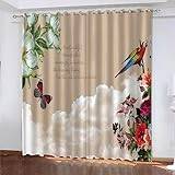 3D Printing Blackout Curtains Animal Parrot Flower Bedroom Privacy Protection Blackout Curtains Energy 100% Polyester Thermal Insulated Curtain/Uv Protection 183 X 214 Cm -2J8F+T2U