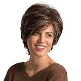 360 Waves Products Wigs Length Heat- Short Brown Mixed Hair Fiber Synthetic Fashion wig Hair Towel Wrap for Curly Hair (Brown #4, One Size)